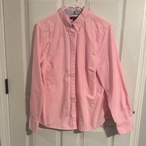 Lands' End Pink and White Striped Button Down